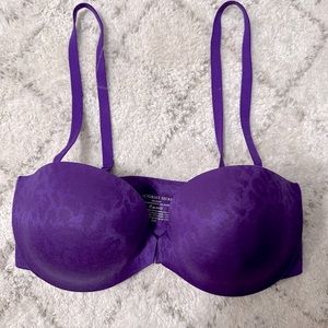 Victoria Secret Strapless Bra | 34D | Purple Cheetah Print